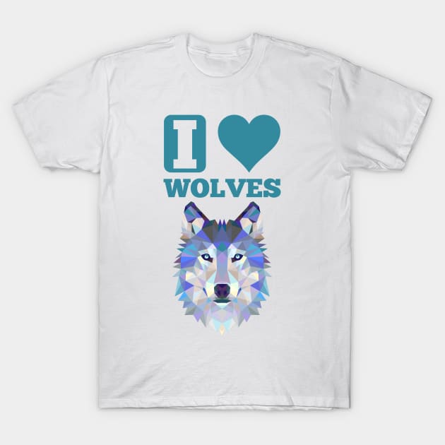 Wolves Wolf Love Cute Fractal Design T-Shirt by Mellowdellow